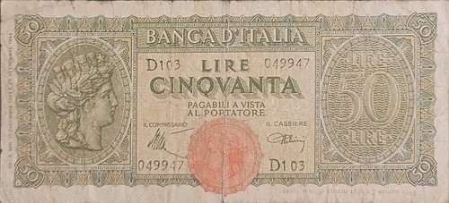 Rara banconota lire turrita - rara, 50