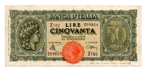Italia banconota 50 - da, lire