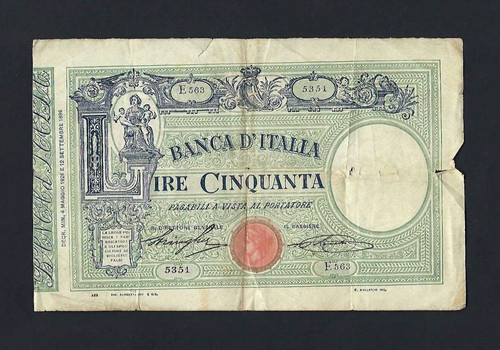 Regno italia vitt 50 - d'italia, lire