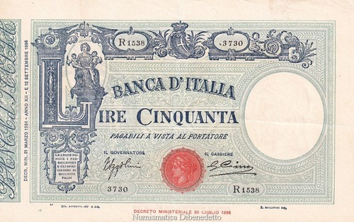 Regno italia 50 lire - d'italia,