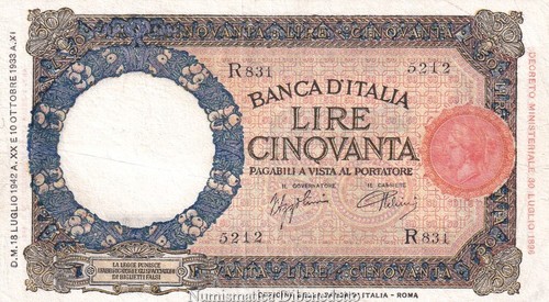 Regno italia 50 lire - -, lupa