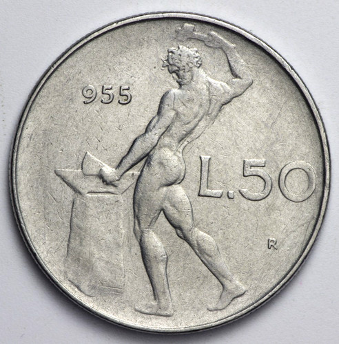 Italia lire 1955 vulcano - italia, 50